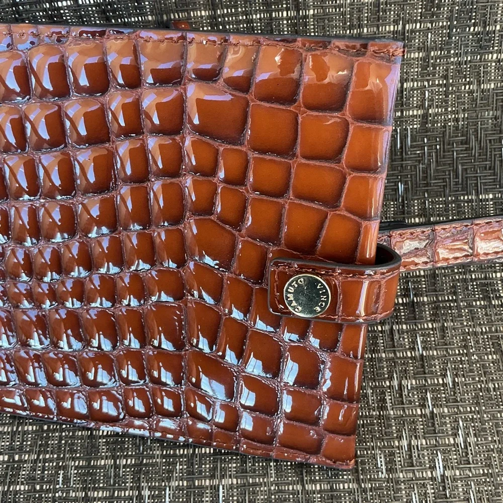 Vince Camuto Jann Brown Patent Leather Wristlet
